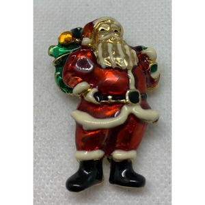 Vintage 1.5 Inch Goldtone Santa Brooch Pin